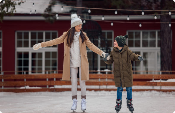 family in snow