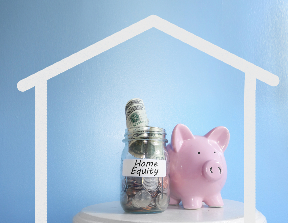 Piggy,Bank,And,Coin,Jar,With,Home,Equity,Savings,Coin