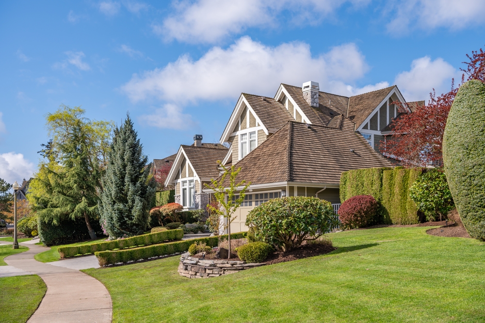 Home on a hill with green grass
