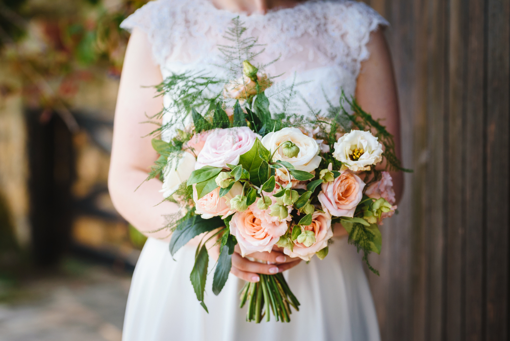 bride with flowers