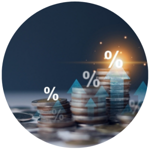 money with rate percent signs